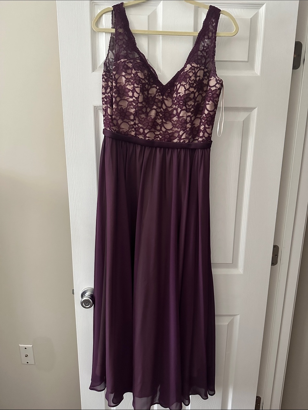 Sleeveless Plum Lace Bodice Chiffon Maxi Dress
